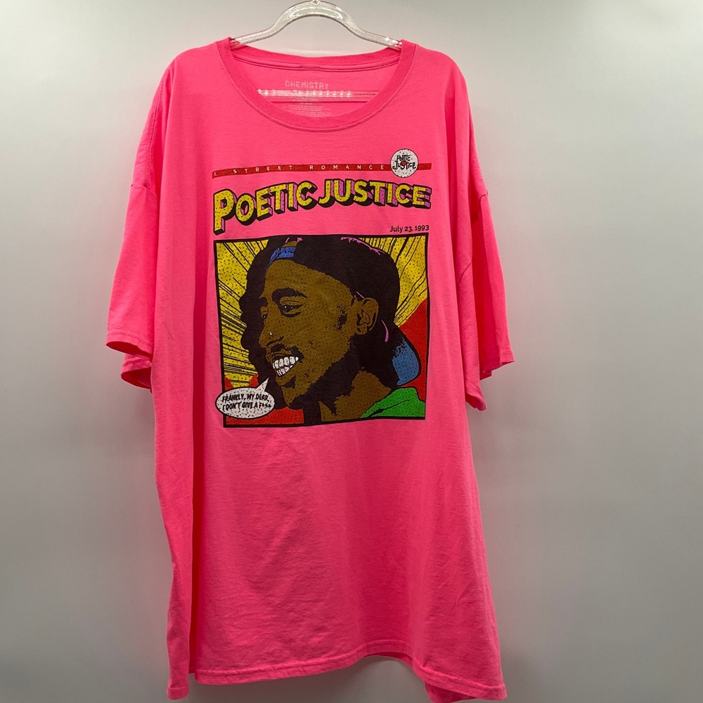 Chemistry Poetic Justice Tupac Shirt Sz 3XL Pink Streetwear 90s 2pac Lucky Retro
